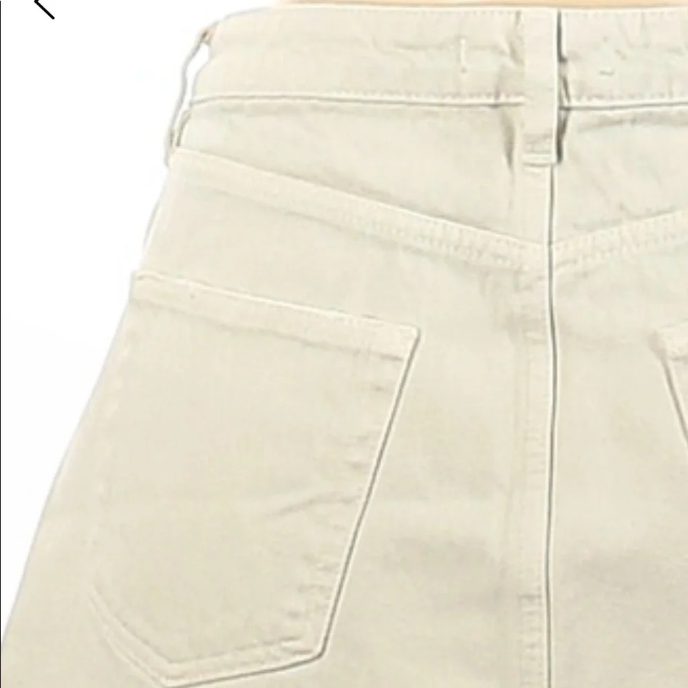 We the Free 29 ivory BOHO distressed button fly fringe hem denim jean mini skirt